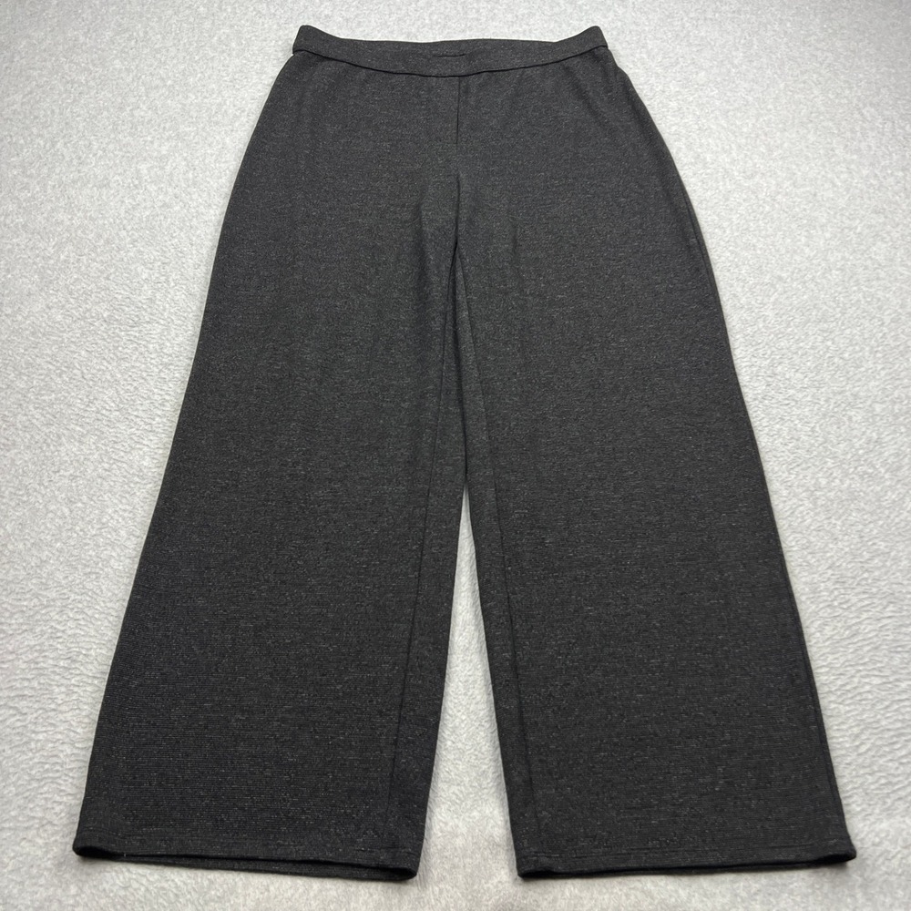 J. Jill Wearever Pants Womens XL Gray Wide Leg Knit Pull On Stretch Office Loose